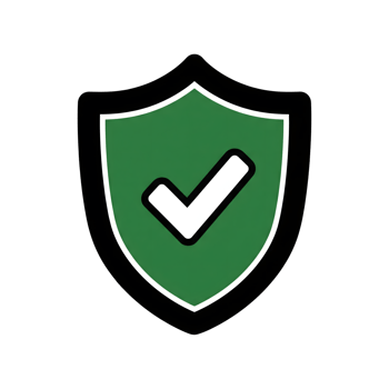 Green Shield Icon with White Check Mark isolated on a transparent background image png