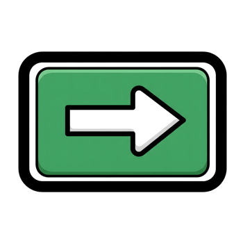 Green Button with White Right Arrow Icon isolated on a transparent background white arrow png
