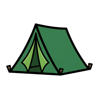Green Camping Tent Icon Cartoon Style Illustration isolated on a transparent background png