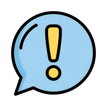 Light Blue Speech Bubble Yellow Exclamation Icon isolated on a transparent background png