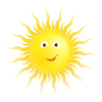 Funny cartoon yellow summer sun smiling. Good warm summer weather vector