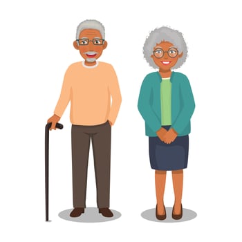 Portrait of African grandparents senior elderly couple standing together vector