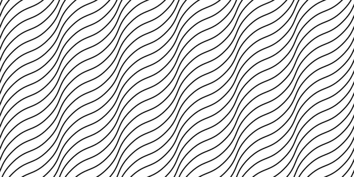 Wave lines seamless pattern. Black and white undulate stripes repeating background. Diagonal wavy texture. Simple curved linear wallpaper. Textile and fabric design template. vector