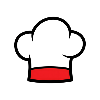 Red and White Chef Hat Icon Cartoon Style isolated on a transparent background cook hat png