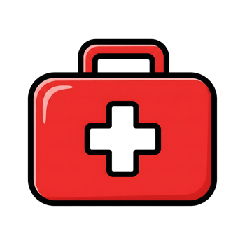 Red First Aid Kit Icon White Cross Medical Emergency Box isolated on a transparent background png