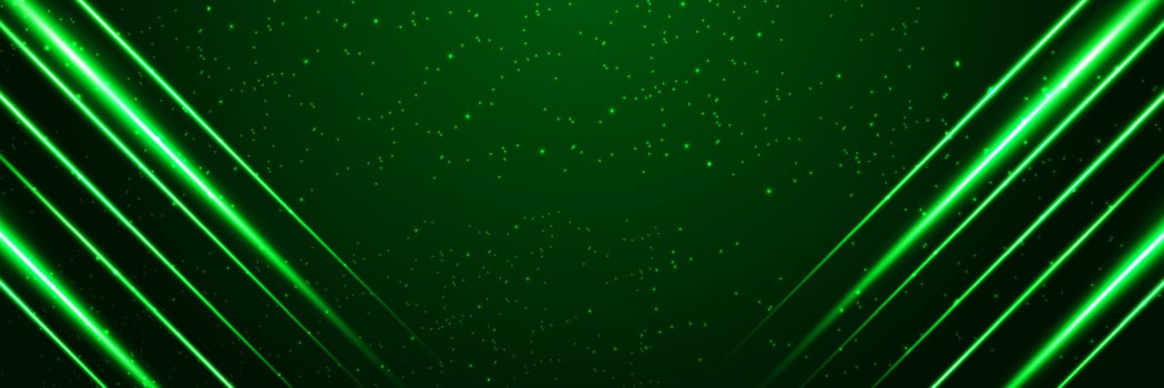 Abstract green technology background. Futuristic glowing green neon lights. Diagonal for banner, web, cover, presentation, social media post, advertising marketing. vector