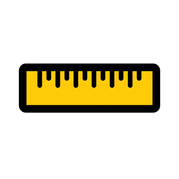 Yellow Ruler Icon Black Outline Measurement Tool isolated on a transparent background png