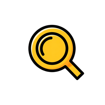 Yellow Search Magnifying Glass Icon isolated on a transparent background gold png