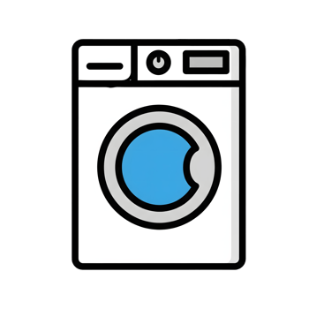 White Washing Machine Icon Blue Door Appliance Symbol isolated on a transparent background png