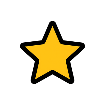 Yellow Star Icon Black Outline Simple Graphic isolated on a transparent background png