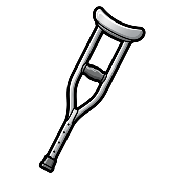 Single Silver Underarm Crutch Medical Walking Aid Icon isolated on a transparent background png