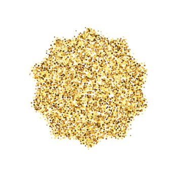 Golden confetti shape. Glowing dotted glitter background. Gold dots heap. Sparkling halftone texture frame. Christmas decoration element for invitation, banner. vector