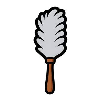 White Feather Duster Cleaning Tool Brown Handle icon isolated on a transparent background png
