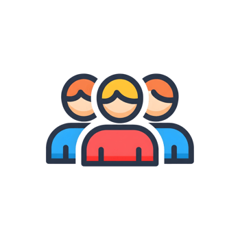 Three Colorful People Icons Group Red Blue Yellow Avatar isolated on a transparent background png
