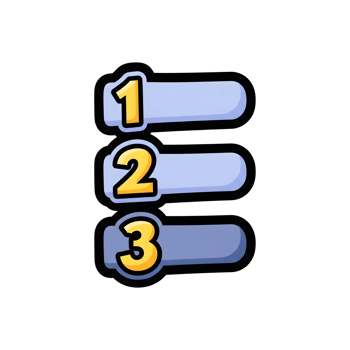 Yellow Gold Numbered List Three Steps Blue Rectangles icon isolated on a transparent background png