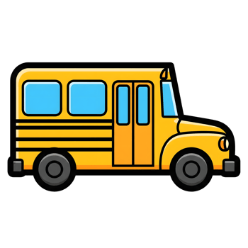 Yellow School Bus Cartoon Icon Illustration isolated on a transparent background png