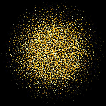 Golden confetti pale. Dotted glitter background. Simple gold round dots heap. Yellow halftone texture. Christmas decoration element for invitation, banner. Illustration on dark background vector
