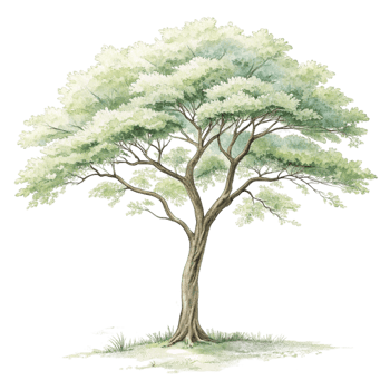A tree with green leaves and a white background png