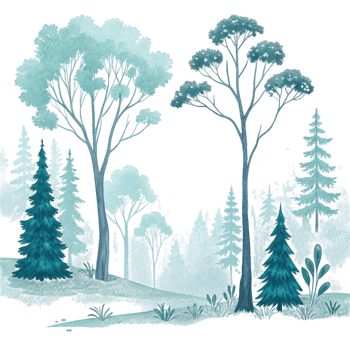 Watercolor illustration of trees and forest png