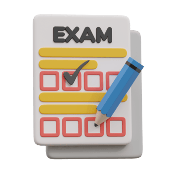 3d exam test with check mark and pencil. Examination final education school png