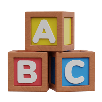 3d abc toy alphabet block with different color, Cube brick school education to learn, play, math count box for child study and kid toy png