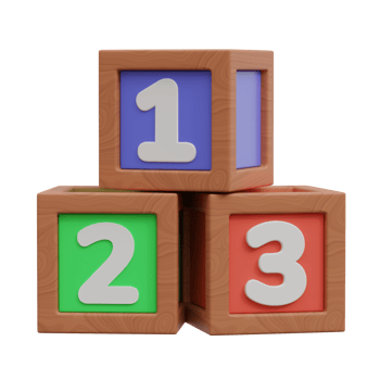 3d 123 toy number block with different color. One two three cube brick school education to learn, play, math count box for child study and kid toy png