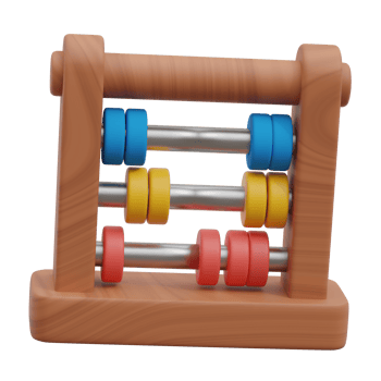 3D Wooden Abacus Icon Calculation Tool Isolated for Children, Math and School Education Element png
