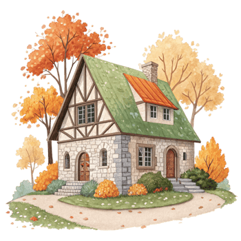 illustration of a house in the fall png