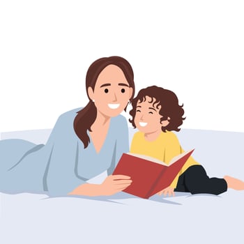 Mom reading to her child vector