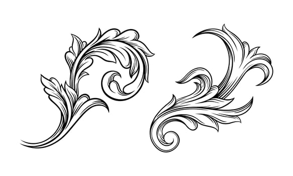 Hand drawn leaves set. Highly detailed floral decor detail illustration vector