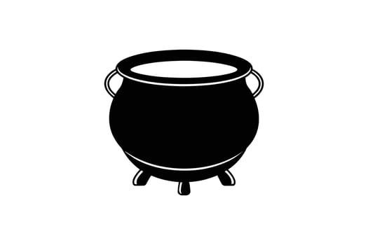 Simple Black and White Witch s Cauldron with Handles and Legs in a Silhouette Style Isolated on White Background silhouette vector