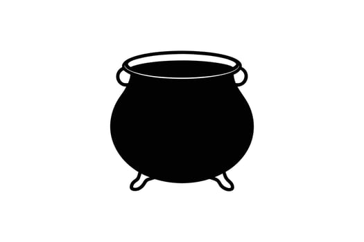 Simple Black and White Witch s Cauldron for Halloween or Spooky Themes Featuring a Clean Silhouette vector