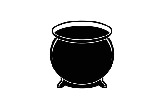 Simple and Clean Witch s Cauldron Illustration in Black and White Perfect for Halloween Designs and Spooky Themes Silhouette vector