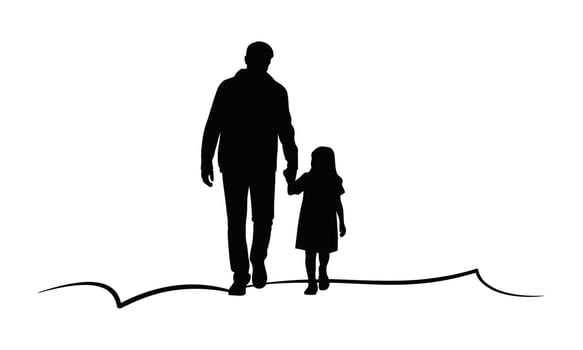 Family love parent child together silhouette vector