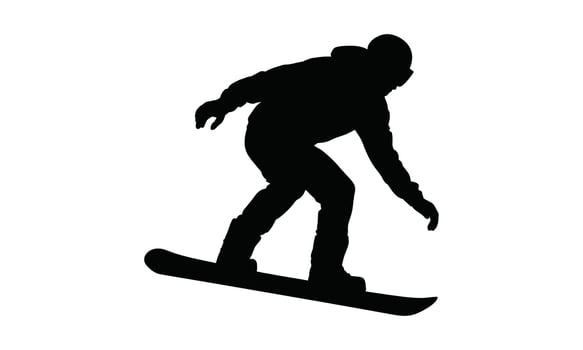 Man snowboarding downhill silhouette vector