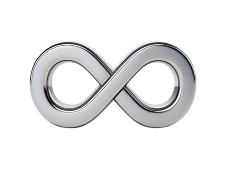 Shiny metal infinity symbol with professional lighting png