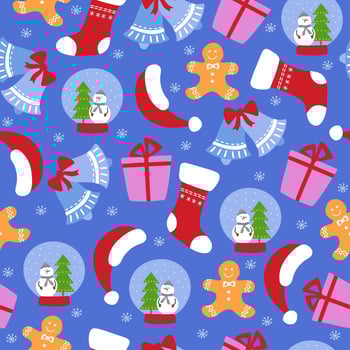 Colorful Christmas pattern with festive decorations vector