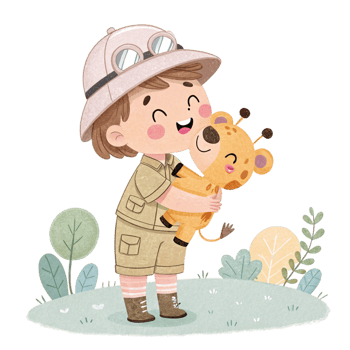 A cartoon girl holding a giraffe png