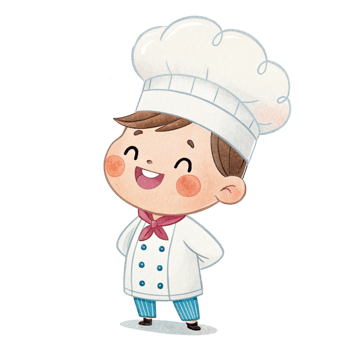 A cartoon chef with a smile on his face png