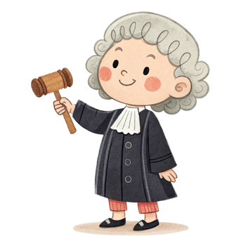 Cartoon judge holding a gavel png