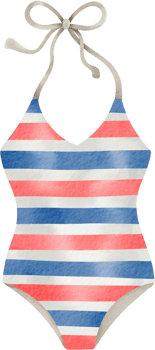 Watercolor striped swimsuit for summer use png