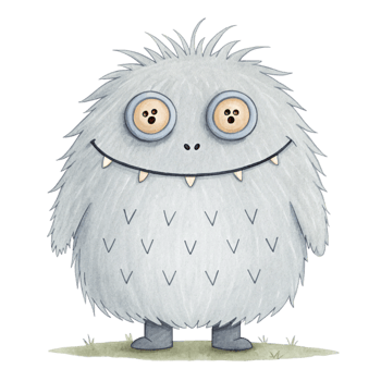 A cartoon monster with big eyes and big teeth png
