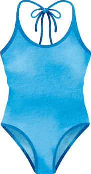 Blue one piece swimsuit watercolor fashion png