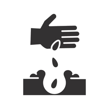 agriculture garden, hand with seeds icon, seed plant, horticulture logo, flat illustration vector