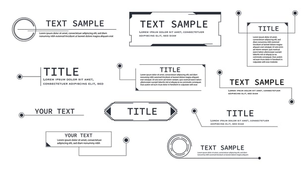 Text box frame, title callout tech hud border menu, modern line interface board. Set game elements, web design template for text, banner. vector