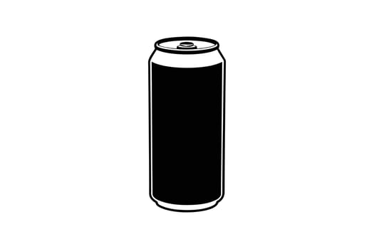 Tall Aluminum Can Drink Container Black Silhouette vector
