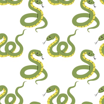 Seamless pattern with snakes in doodle style on a white background. Design for textile, wrapping paper, background vector