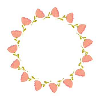 Pink flower wreath design for decorations, invitations, and crafts vector