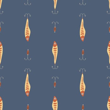Fishing Lure Seamless Pattern. Design for fabric, textile, wallpaper, packaging vector