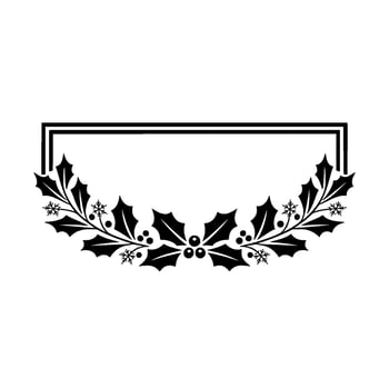 Elegant Winter Holly Frame, Vintage Style vector